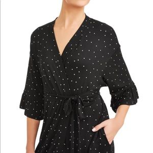 Black & white Polka Dot Robe with Ruffle Sleeves SECRET TREASURES